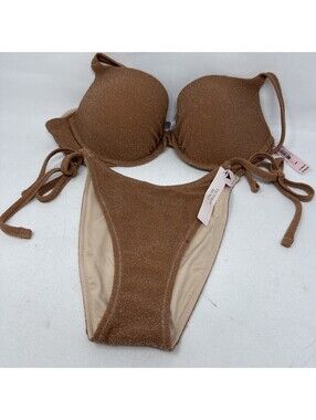 Victoria Secret Swim Bikini Set  Shine Glitter Sparkle  Top 36 C Bottom M NWT